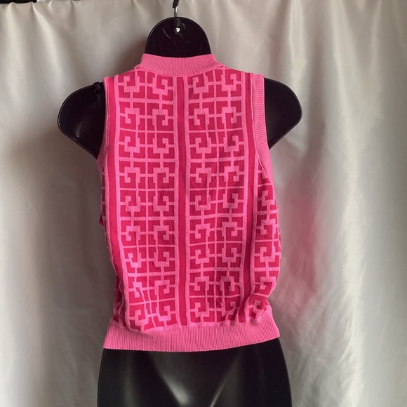 Shein Geo Pattern Button Front Knit Tank Top Hot Pink Size Large - Picture 6 of 13